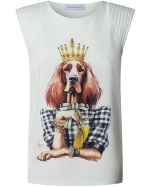 The Extreme Collection Printed T-Shirt With Pleated Shoulders Structured - White