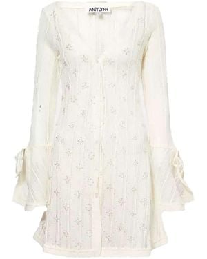 Amy Lynn Neutrals Lucia Cream Crochet Embellished Dress - White