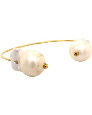 LINYA JEWELLERY Victt Baroque Pearl Cuff Bracelet - Metallic