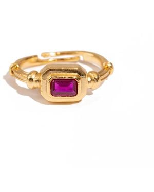 Ebru Jewelry Ruby Shine Minimalist Adjustable Ring - Pink