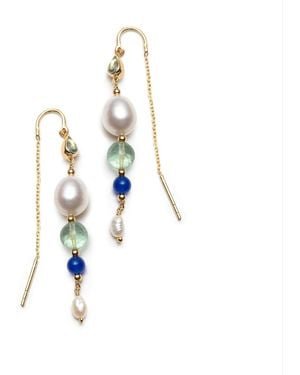 With Love Darling Water Drop Crystal Pearl Earring - Metallic