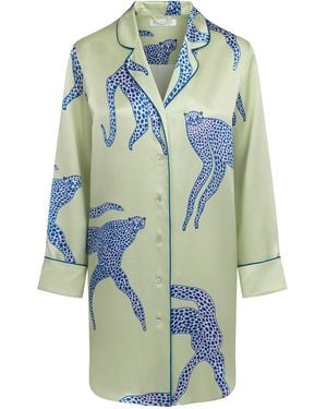 Pola Brand Oversized Silk Sleep Shirt - Blue