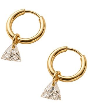 Lily Flo Jewellery Trillion Cut Diamond Floating Nuggy Hoops - Metallic