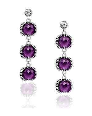 Unaloe Super Fantasy Earrings– Timeless Elegance With Three Crystal - Purple