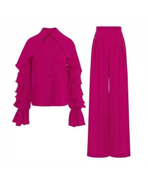 BLUZAT Fuchsia Ruffled Shirt - Purple