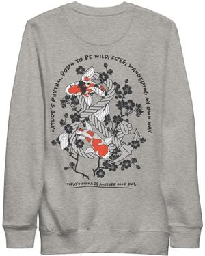 Anchor and Crew Heather Koi Fish Another Good Day Cotton Blend Sweatshirt - Grey