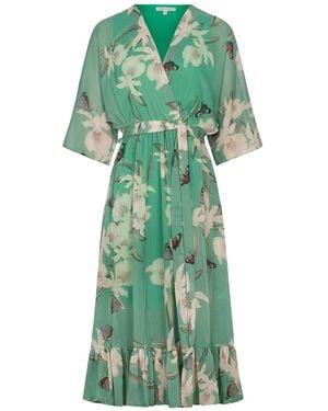 Urban Touch Kimono Wrap Floral Dress _ Mint - Green