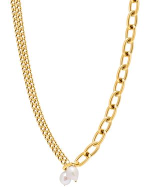 Nialaya Transformer Pearl Necklace - Metallic