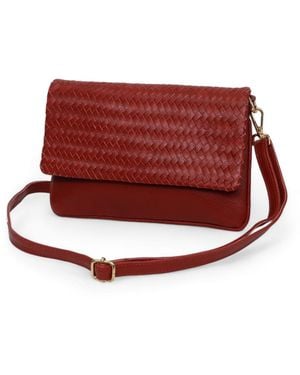 Hides Leather Co. Handcrafted Leather Crossbody Charm, Adjustable Wristlet For Phone, Passport & Essentials - Red