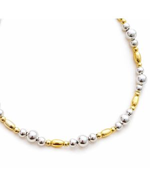 The Pheia Bold Two Tone Mixed Bead Necklace - Metallic