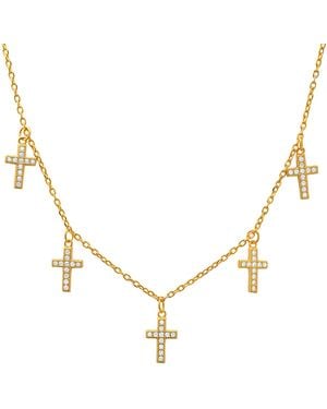 Kylie Harper Dangling Diamond Cz Cross Charm Necklace - Metallic