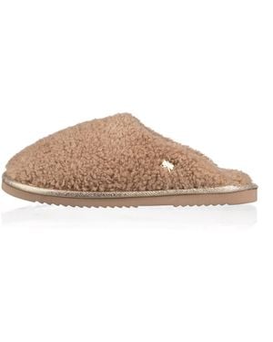 Laines London Neutrals Teddy Closed Toe Slippers - Brown