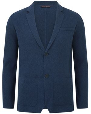 Paul James Knitwear Lightweight Jaspe Cotton Albert Knitted Blazer - Blue