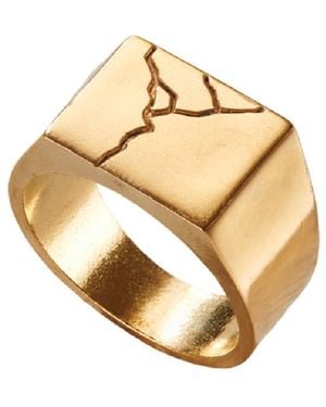 Posh Totty Designs Yellow Gold Plated Unisex Chunky Kintsugi Signet Ring - Metallic