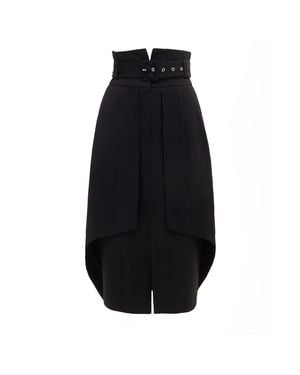Julia Allert Designer Double Midi Skirt - Black
