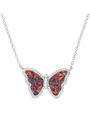 KAMARIA Opal Butterfly Necklace With Crystals - Pink