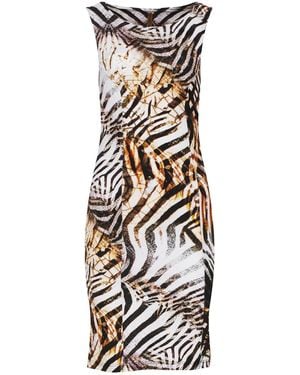 Conquista Animal Print Sleeveless Dress By Fashion - Metallic
