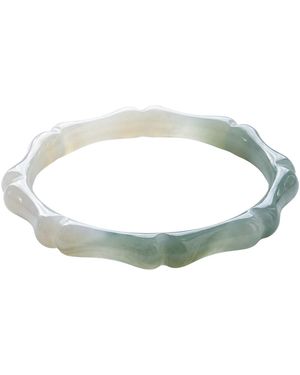 seree Bambam Bamboo Shaped Skinny Jade Stone Bangle - Blue