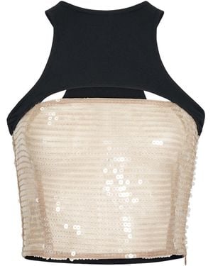 Egyptian Blue Neutrals Cropped Sequin Tank Top - Black