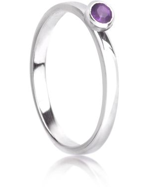 The Jewellery Store London February Birthstone Stackable Ring With Amethyst Gemstone - White