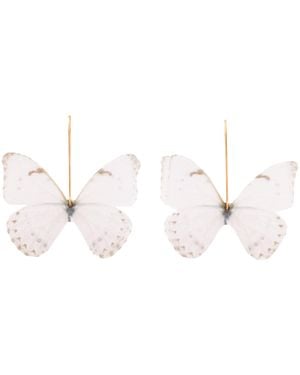 Oana Savu Bridal Silk Butterfly Dangle Earrings - White