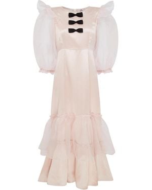 Lisa The Label Bow Belle Silk Cloud Puff Dress - Pink