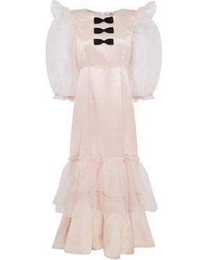 Lisa The Label Bow Belle Silk Cloud Puff Dress - Pink