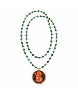 Goddess Charms Glass Beaded Mala - Multicolour