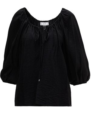 Nissa Puff-Sleeve Viscose Top - Black
