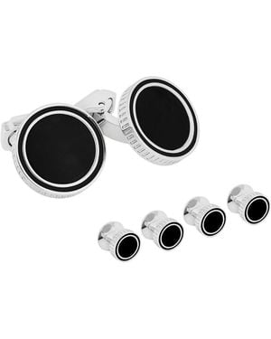 Tateossian Thompson Tambor Cufflink Stud Set - Black