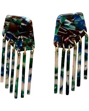 CLOSET REHAB Shield Fringe Earrings - Black