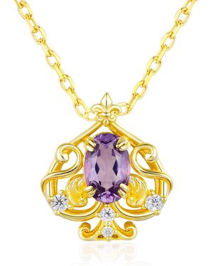 Azura Jewelry New York Leafy Spade Amethyst Necklace Vermeil - Metallic