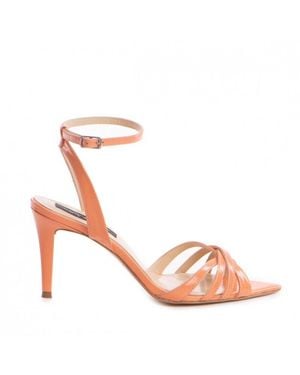 The 5Th Element Ana Glossy Coral Leather Heel Sandals - Pink
