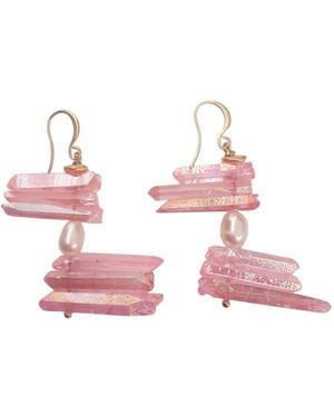 Way to Chic Crystal & Freshwater Pearl Earrings - Pink