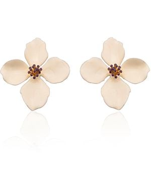 Milou Jewelry Neutrals Cream Clover Flower Earrings - Natural