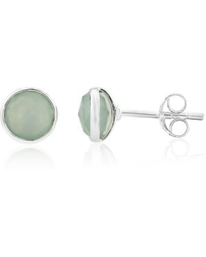 Auree Savanne Sterling Silver & Aqua Chalcedony Stud Earrings - Green