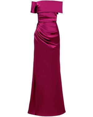 ALINA CERNĂTESCU Zamora Triacetate Maxi Dress With Slit And Off Shoulder Neckline - Purple