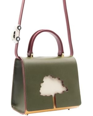 Absurde One Way Khaki Small Leather Shoulder Bag - Green