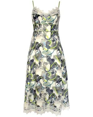 Lalipop Design Abstract Print Linen Midi Dress - Green