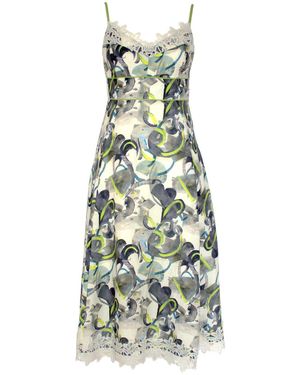 Lalipop Design Abstract Print Linen Midi Dress - Green