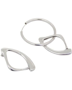 Daria Pacelli Jewelry Sedna Asymmetrical Sterling Hoop & Sculptural Earrings - Black