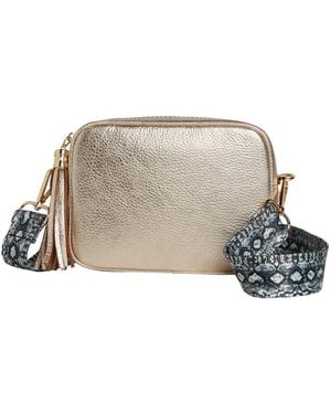 Betsy & Floss Verona Crossbody Tassel Bag With Snake Print Strap - Metallic