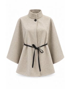 James Lakeland Belted Wrap Cape - Natural