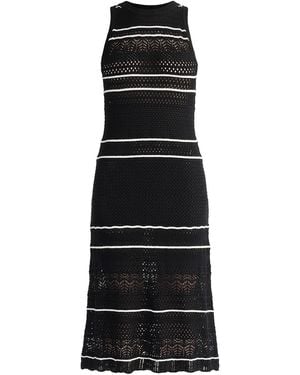 Paisie Contrast Detail Pointelle Knitted Dress - Black
