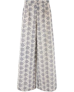Traffic People Miss Daisy And Floral Rene Wide Leg Trousers - Grey