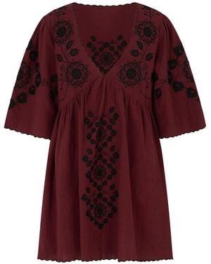 Raffya Arabella V- Neck Embroidered Mini Dress