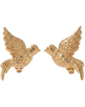 Elk & Bloom Dainty 14K Love Birds Stud Earrings - White
