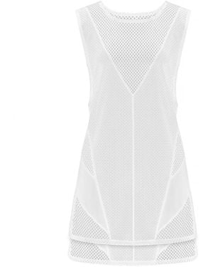 Kim Foley High-Low Beach Cover-Up Athletic Mesh Dress - White