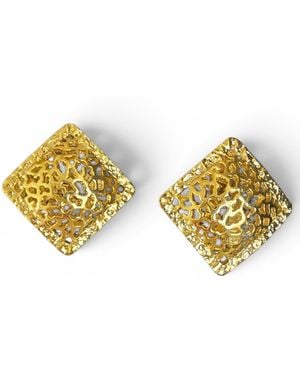 Vstyle Vintage-Tone Openwork Statement Earrings - Yellow