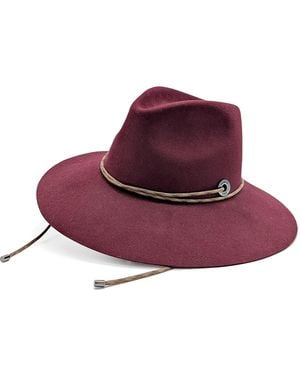 DORIA 1905 Negroamaro Smooth Lapin Felt Wide Brim Hat With Icon Ring And Leather Lace - Purple